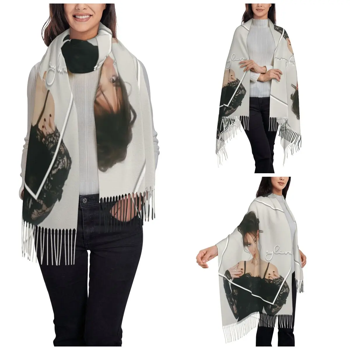 Women's Tassel Scarf Ayliva 2024 New Album LIEB MICH Long Winter Warm Shawl and Wrap Gifts Cashmere Scarf