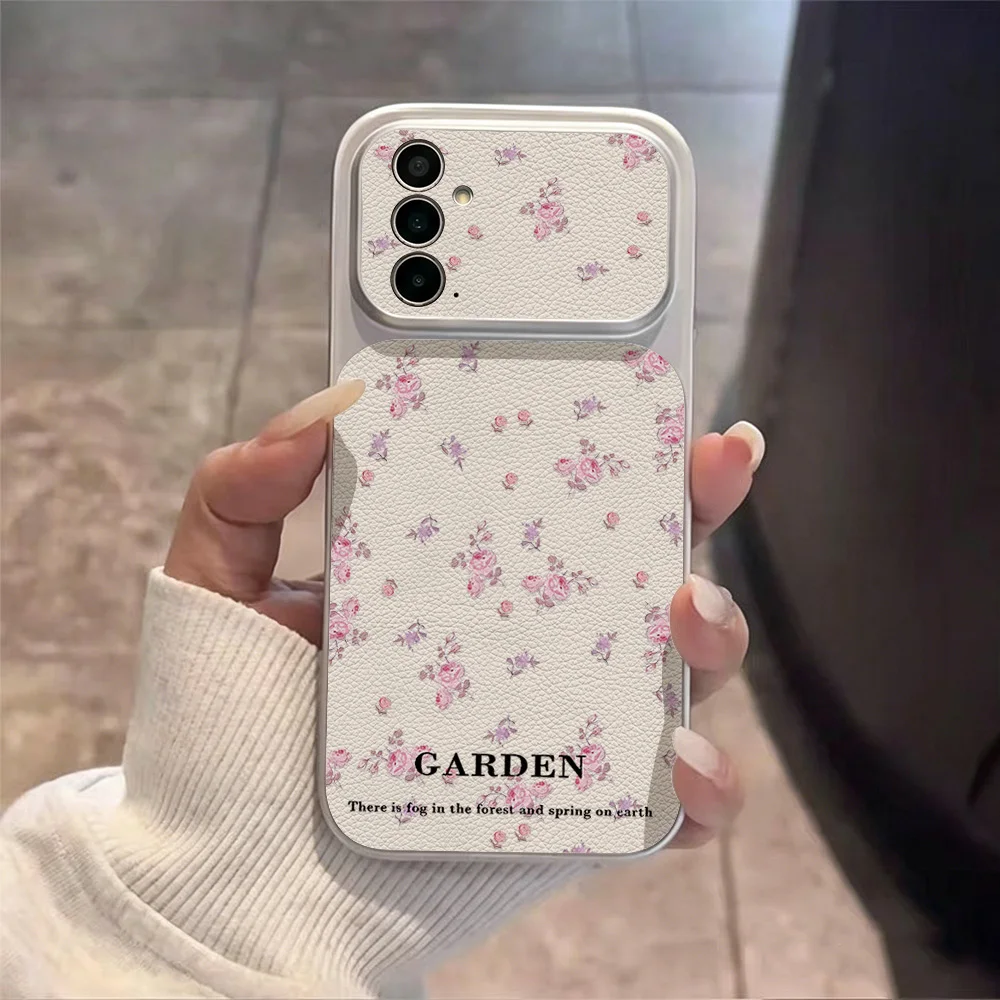 Leather Flower Phone Case For Samsung A57 A17 A56 A16 A55 A36 A37 A27 A06 A54 A53 A35 A26 S25 S26 Ultra S23 S24 Shockproof Cover