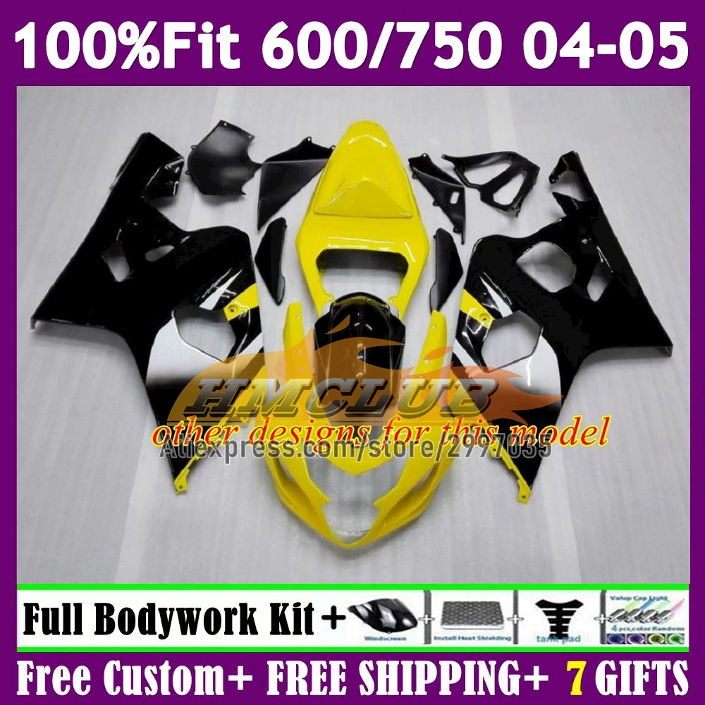 Injection OEM For SUZUKI yellow blk GSXR 750 600 CC 600CC GSXR-600 K4 53No.141 GSXR750 GSXR600 2004 2005 GSXR-750 04 05 Fairing