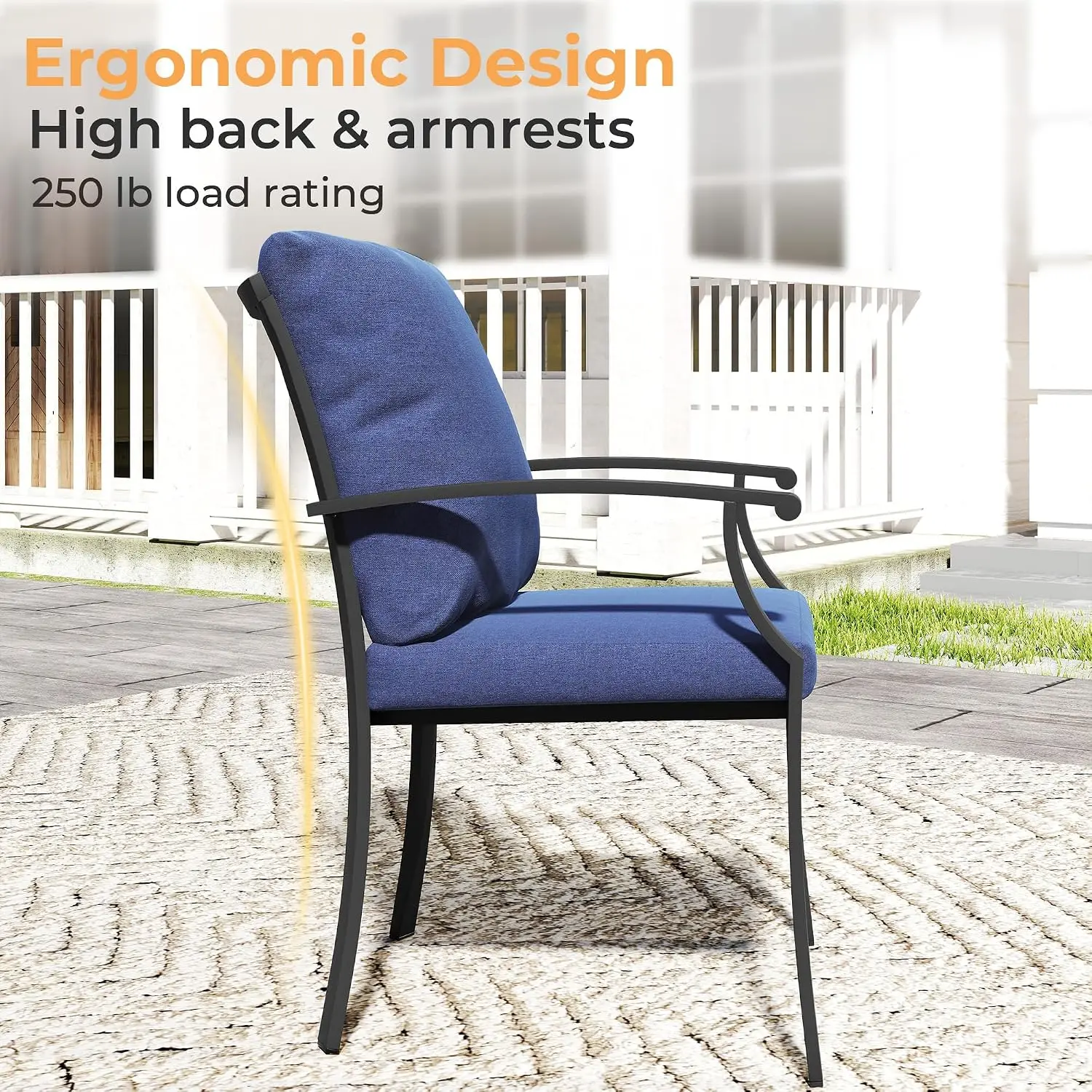 7-Piece Patio Dining Set, Metal Table with Umbrella Hole & 6 Stackable Swivel Chairs with Cushions for Garden, Customized