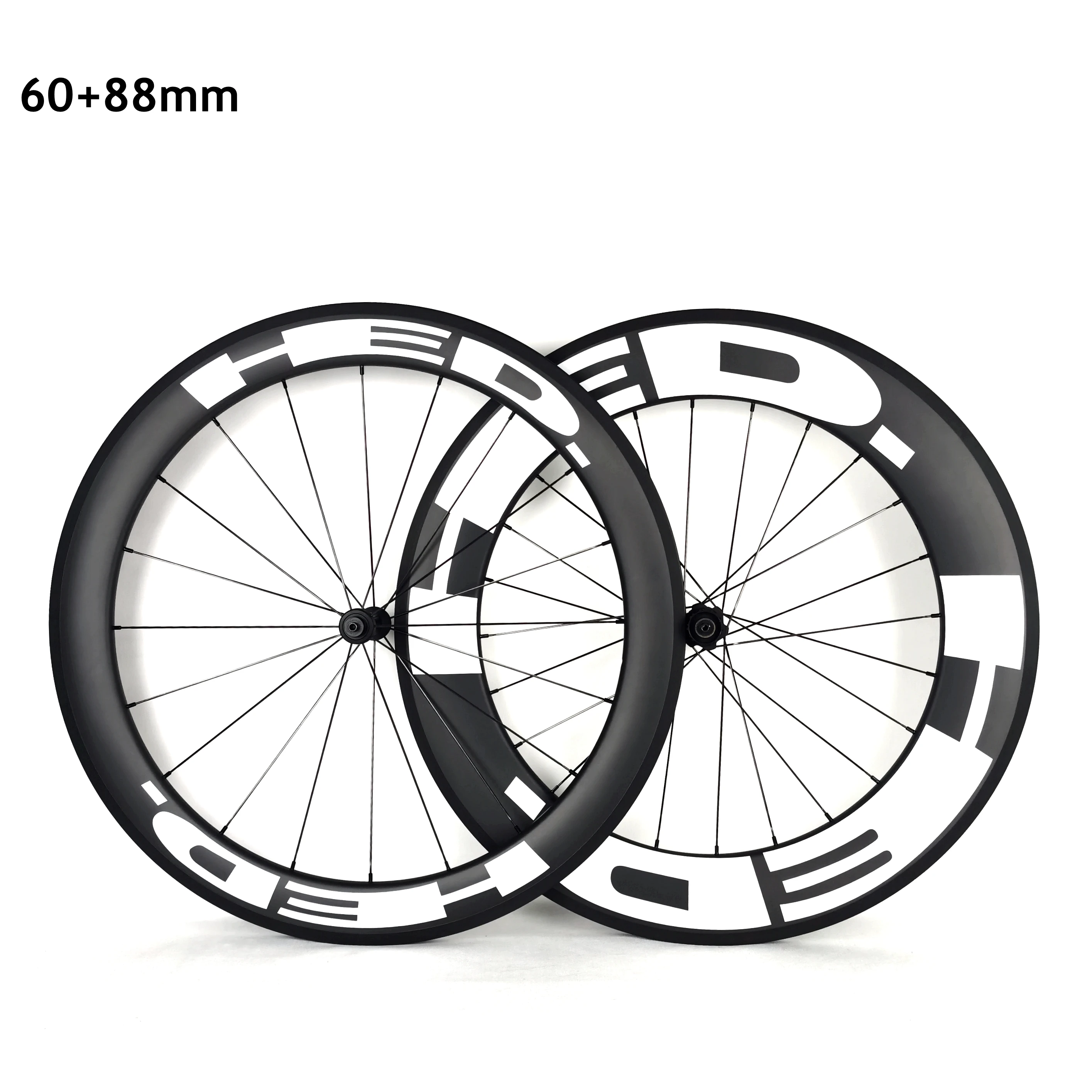 

700C Road Bike V Brakes Carbon Fiber Wheel Set Depth 60mm Front 88mm Rear 25/23mm Clincher/Tubular/Tubeless UD Matte Finish