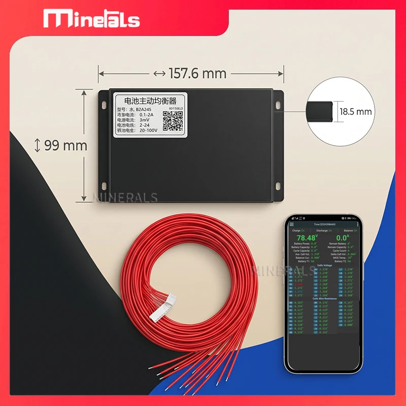 Lithium Battery Balancer 2A Active 2s-24s 72V 36V 12V 3s 13s 24s 16s 17s 8s 12s Smart Equalizer Support Bluetooth APP Monitoring image 3