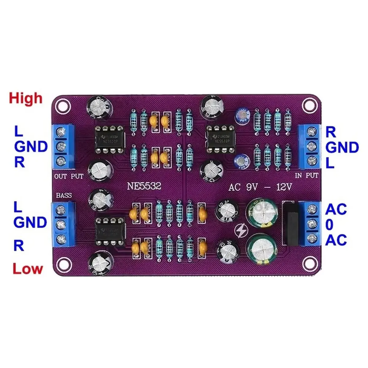 NE5532 Dual-Channel Active Crossover/Preamp Filter - Stereo Audio Electronic Crossover Board 106HZ