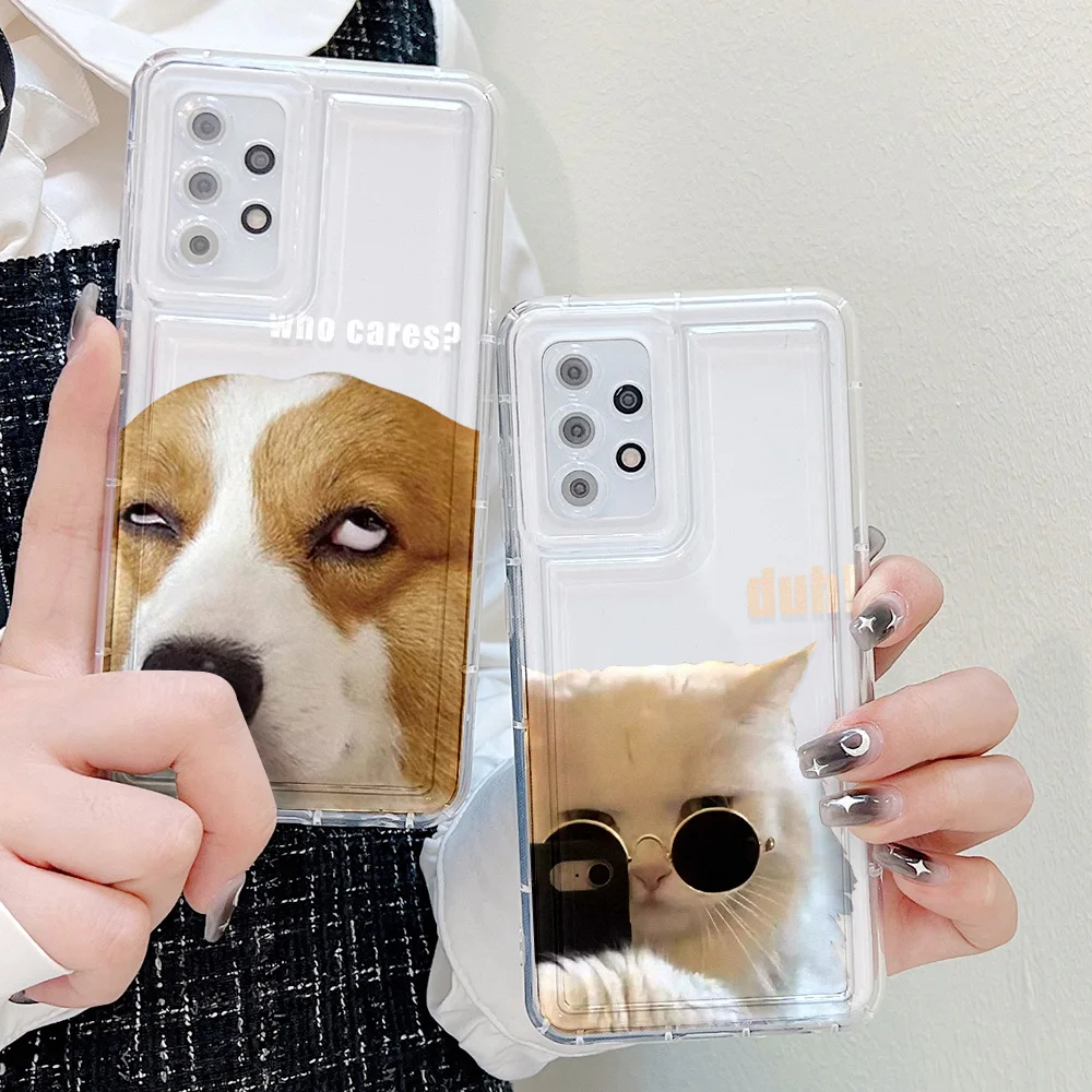 Dog Cat Case For Samsung S24 Ultra Funda S23 Plus 5G S21 S20 FE A55 A54 A53 A52S A35 A34 A33 A32 A15 A14 A13 S22 TPU Funny Cover