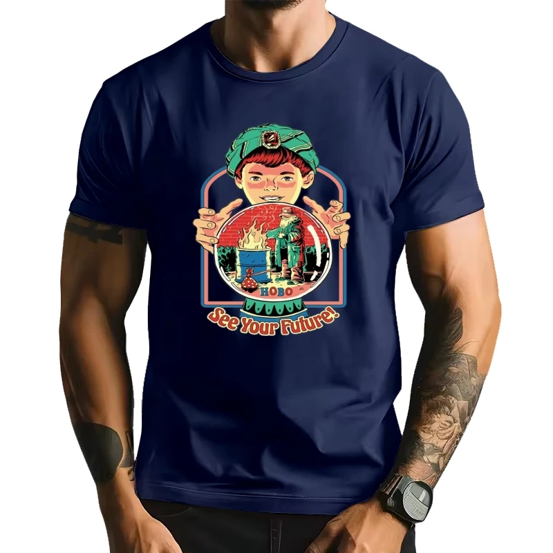 

See Your Future Creativity Comics Print Tops Men Summer Oversize T-Shirts Breathable Loose T Shirts Fashion Cartoon Mens T Shirt
