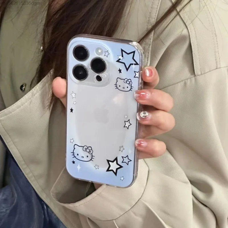 Sanrio Hello Kitty Fahion Star New Iphone Case Se 7 8 14 Plus Phone Cover 11 12 13 Pro Xs Max Transparent Original Apple Case