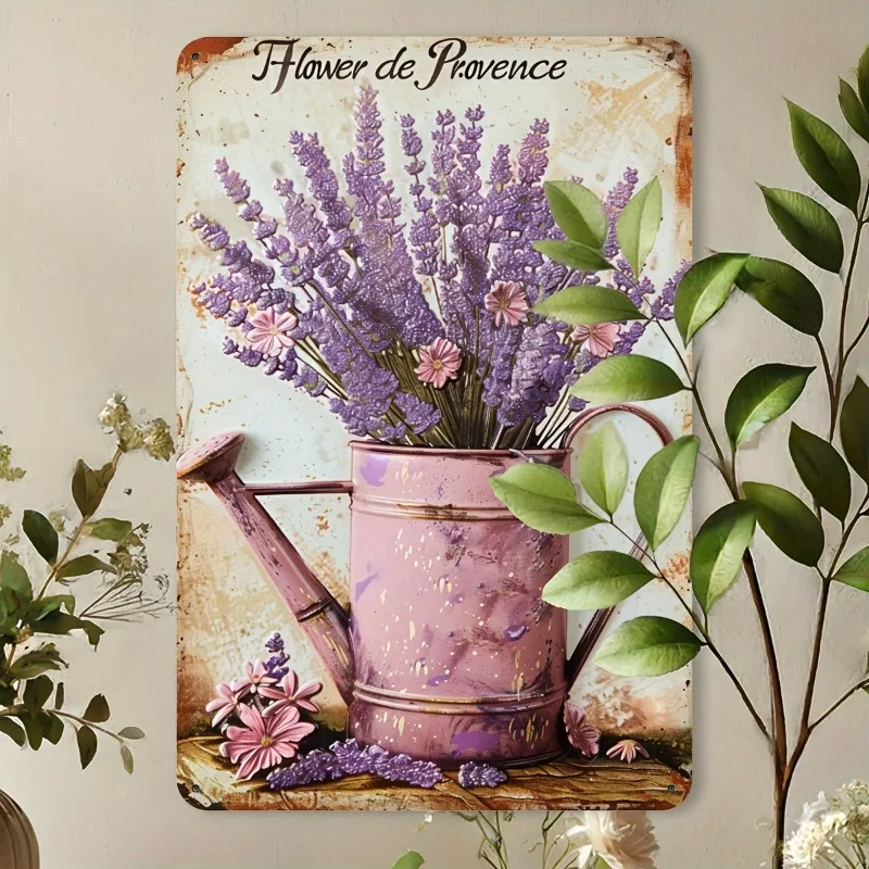 Vintage Lavender Bouquet Metal Logo 8x12 Inch Iron Wall Art for Home Office Restaurant Bar School Library Garage Decoration