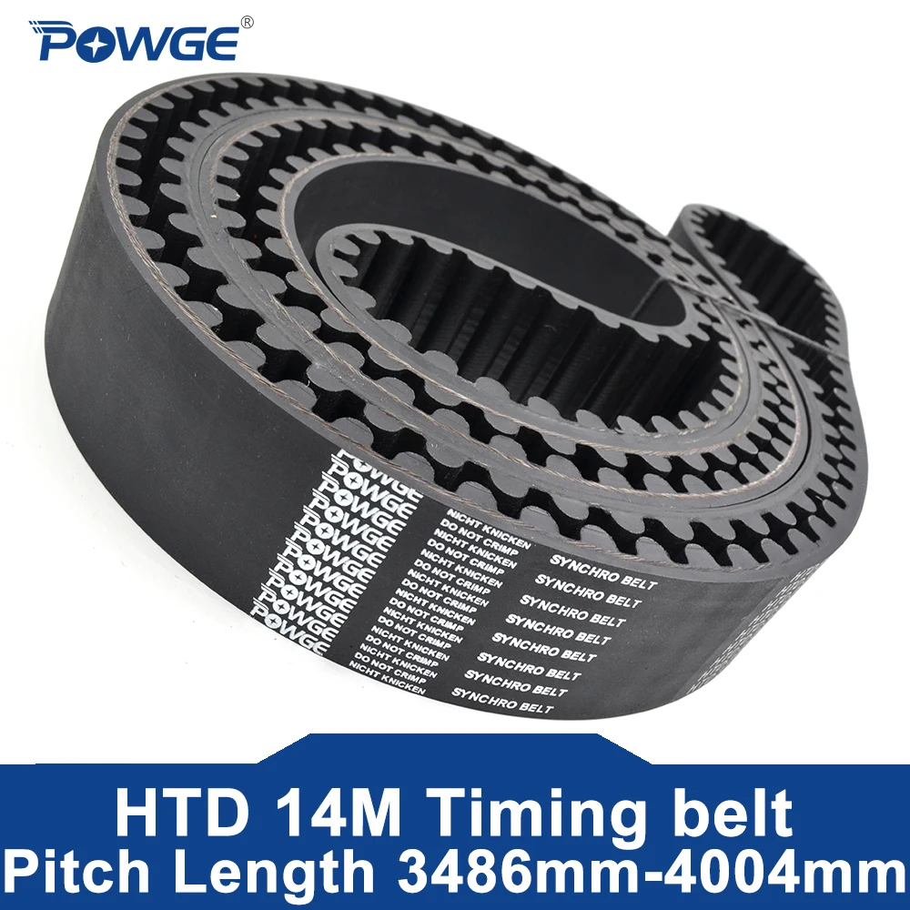 

POWGE HTD 14M Timing belt Lp=3486/3500/3556/3570/3654/3710/3780/3850/3920/4004 Width 25-85mm Rubber 3500-14M/3780-14M/4004-14M