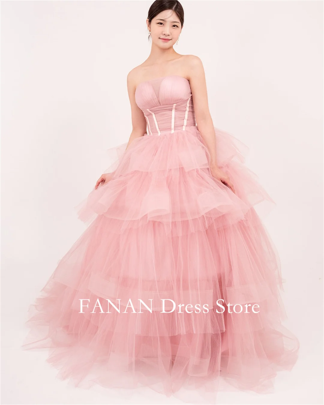 Colavis Asta Photograph Pink Prom Dress Wedding Evening Dresses Performance Princess Customized Tiered Party Dress Evening Gowns