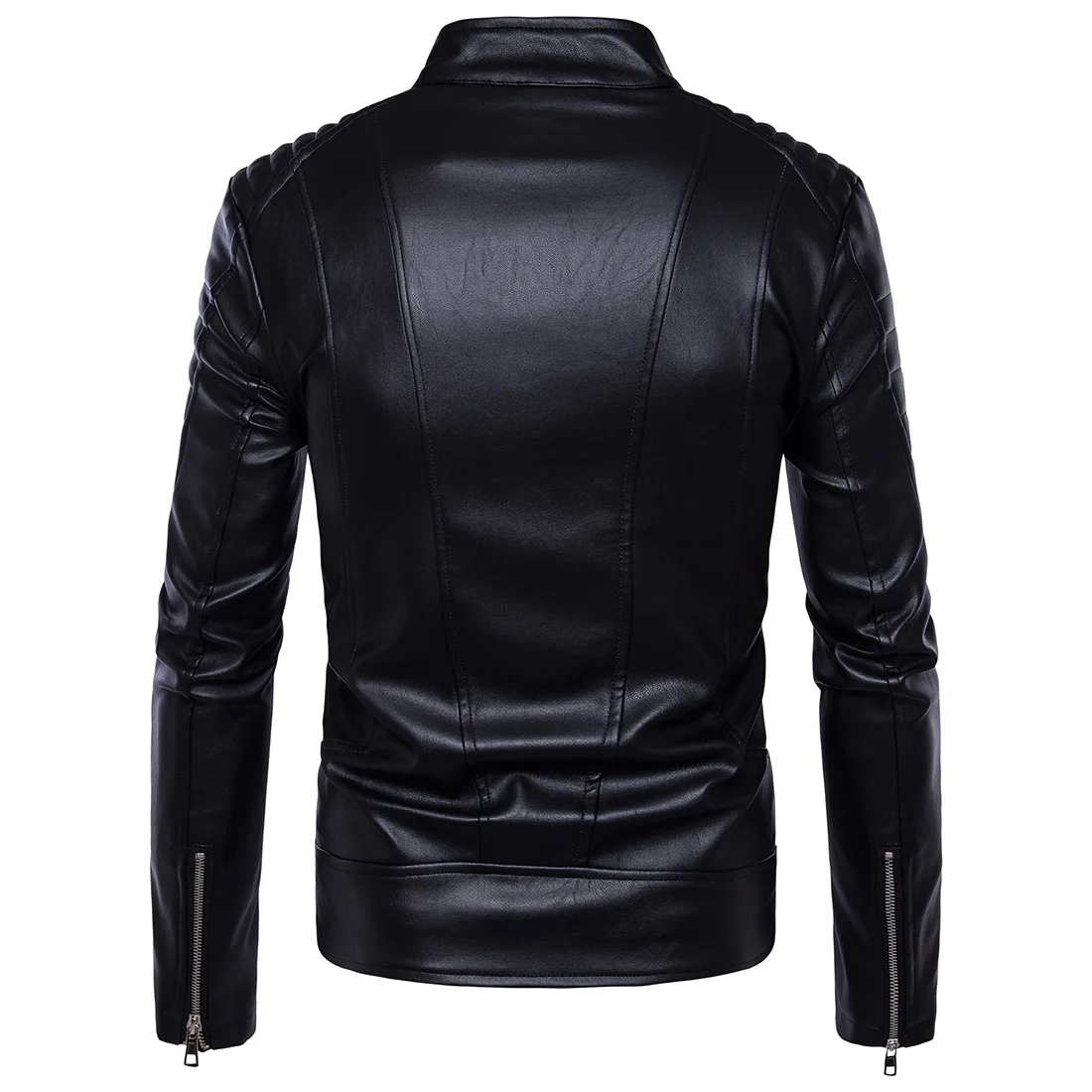 

popular Autumn And Winter Men's Punk High Quality Multi Zipper Motorcycle Leather Coat Pu Leather Jacket Casual Stand Neck Coat