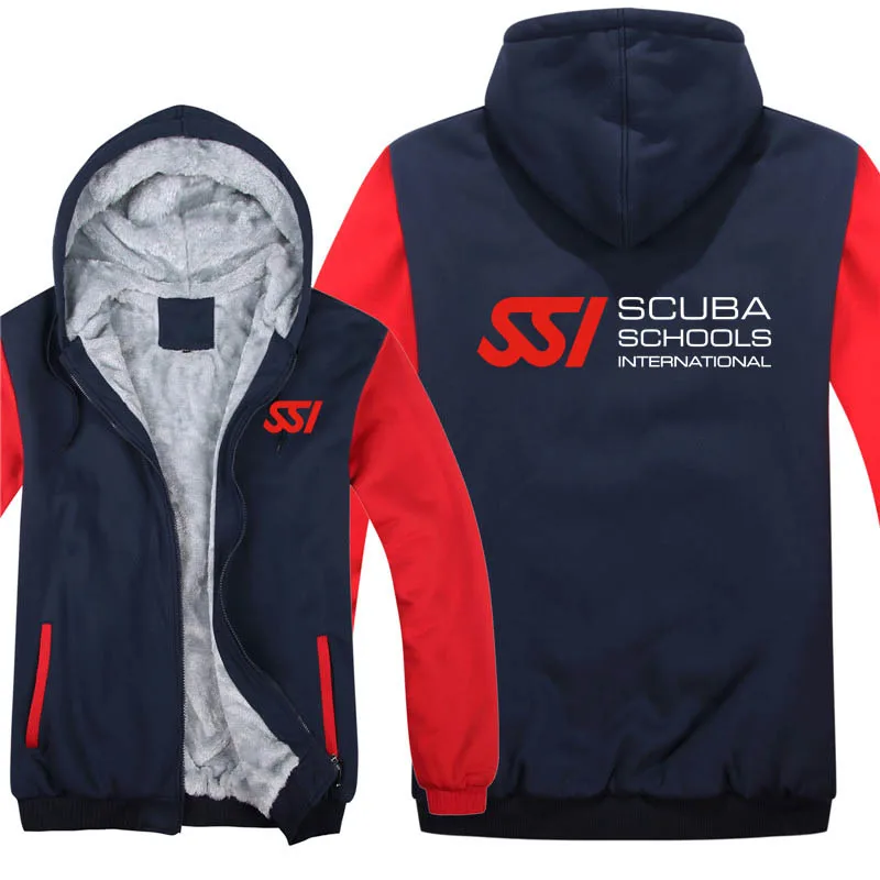 Scuba Diving Dive SSI Hoodies Fashion Jacket Winter Men Wool Liner Thick SSI Sweatshirts Man Coat