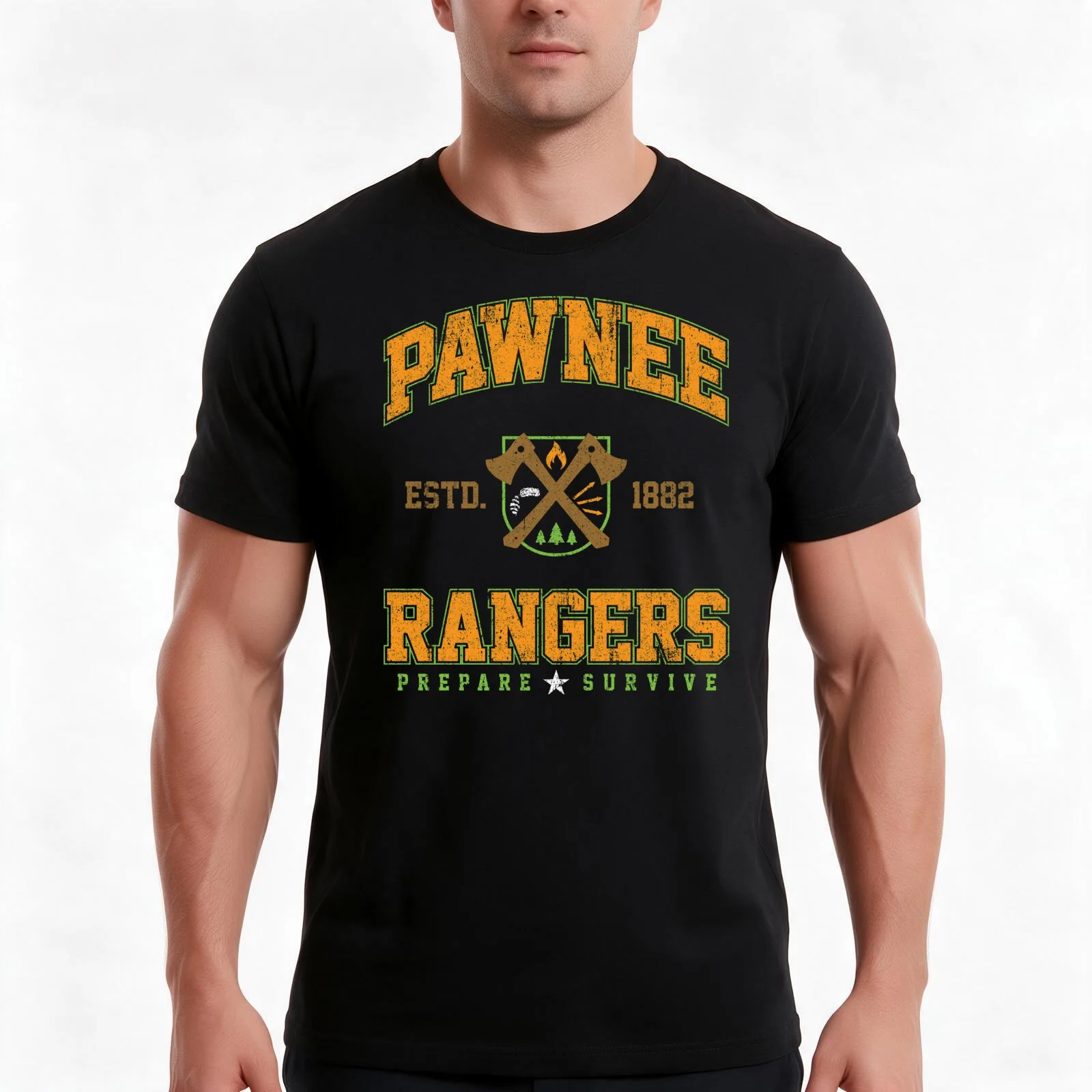 Pawnee Rangers T-Shirt Summer Casual Cotton Tee Oversized Streetwear Tops Vintage Graphic Print Loose Fit Short Sleeve
