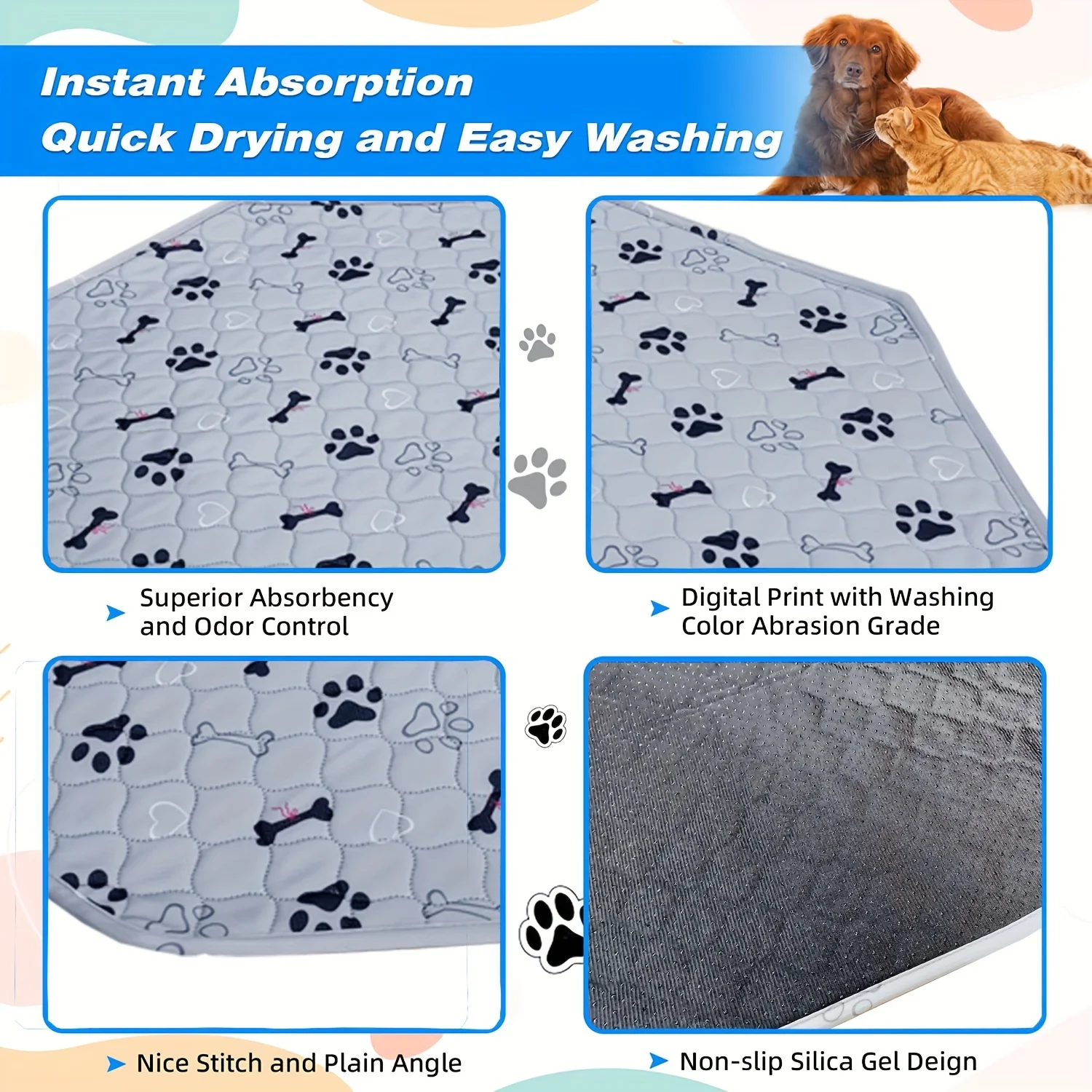 1pc Octagon Dog Pee Pads,  Washable Pet Cat Sleep Play Pad, Reusable  Dogs Puppy Mat, Pet Training Pads for Dogs, Absorbent and