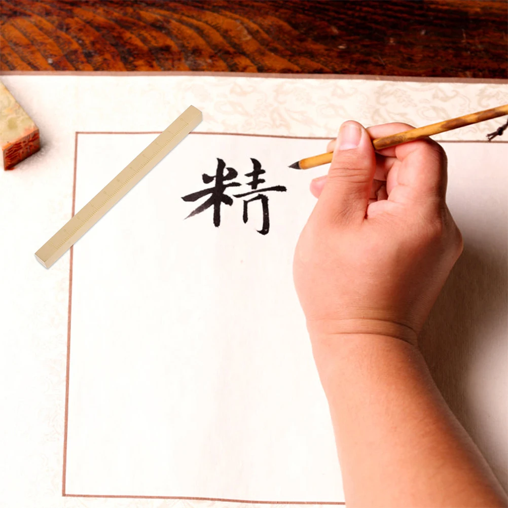 

1pc Copper Paperweight With Scale Vintage Design Multi-Function Desktop Decor For Calligraphy Practice Office Table Organizer