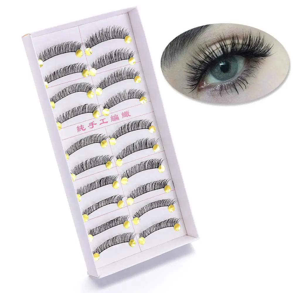 10Pair False Eyelashes Long Thick Cross Natural Black Fashion Fake lash Eye Makeup tool