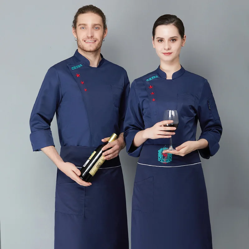 

Uniform Long Sleeve Autumn and Winter Clothes Hotel Kitchen Chef Overalls Restaurant Cake Shop Meal