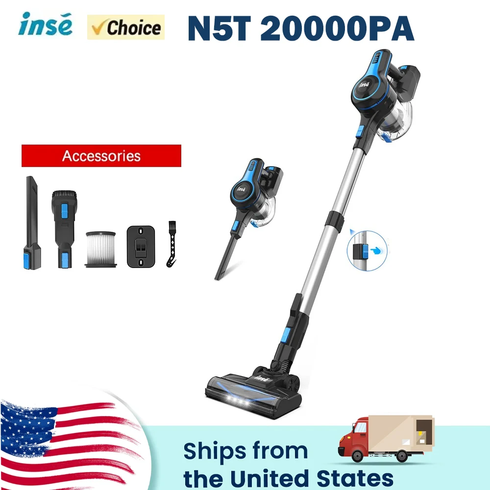 INSE N5T Wireless Vacuum Cleaner 20Kpa Ultra Lightweight Stick Vacuum Portable Household Hand Vacuum Cleaner for Home Bed Carpet