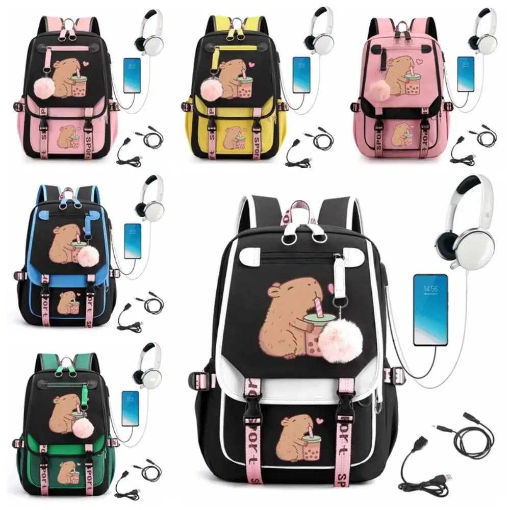 

New Capybara Children's School Backpack Elementary School Nylon Students Schoolbag Large Capacity School Bags Kindergarten