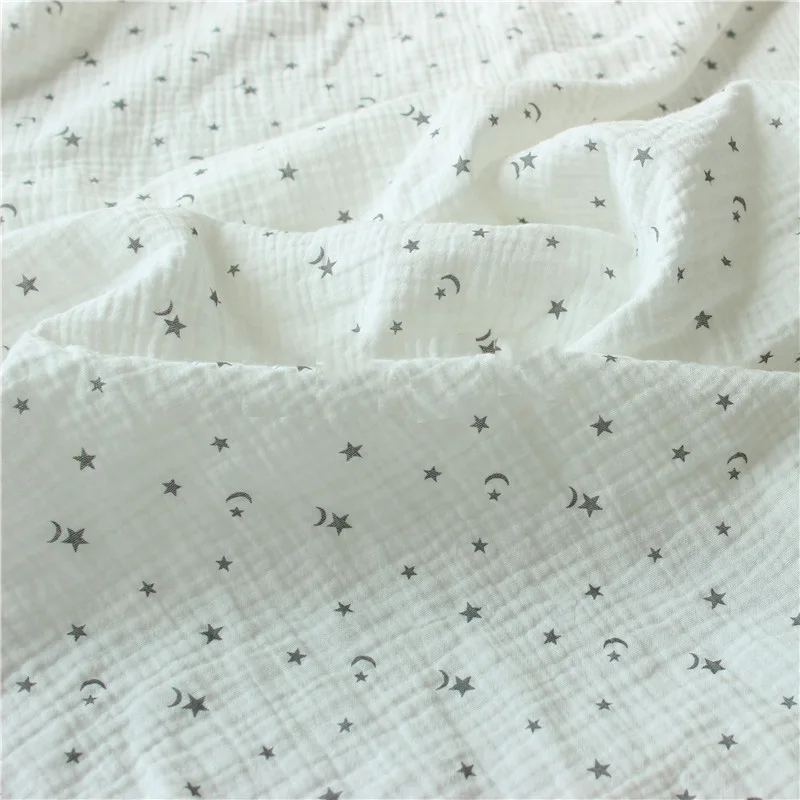 100*135cm five-pointed star Printed Cotton Crepe Fabric Cotton Double Gauze Fabric DIY Sewing Textile Pajamas Cloth Material