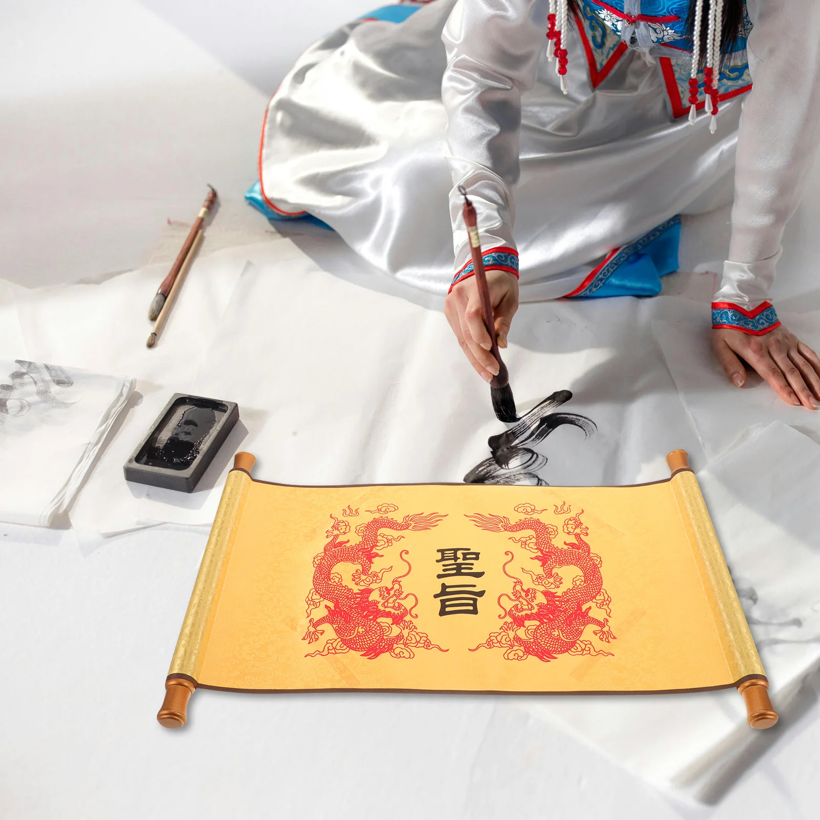 

Chinese Ancient Emperor Scroll Cosplay Accessory Historical Design Lightweight A4 Size Traditional Style Scroll Performance