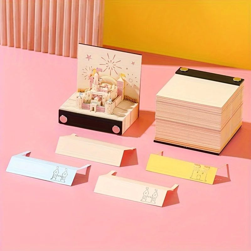 1pc, 3d Paper Carving Princess Castle Three-Dimensional Note Book, Creative Note High Appearance Level Gift Note Book