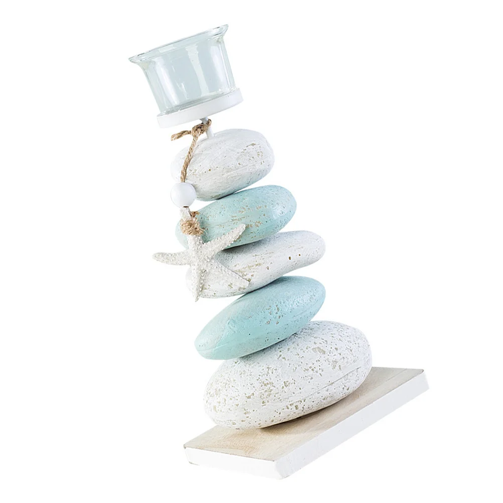 

1pc Stone Carving Green White Mediterranean Style Modern Candleholder Elegant Home Decor Desktop Display Dinner