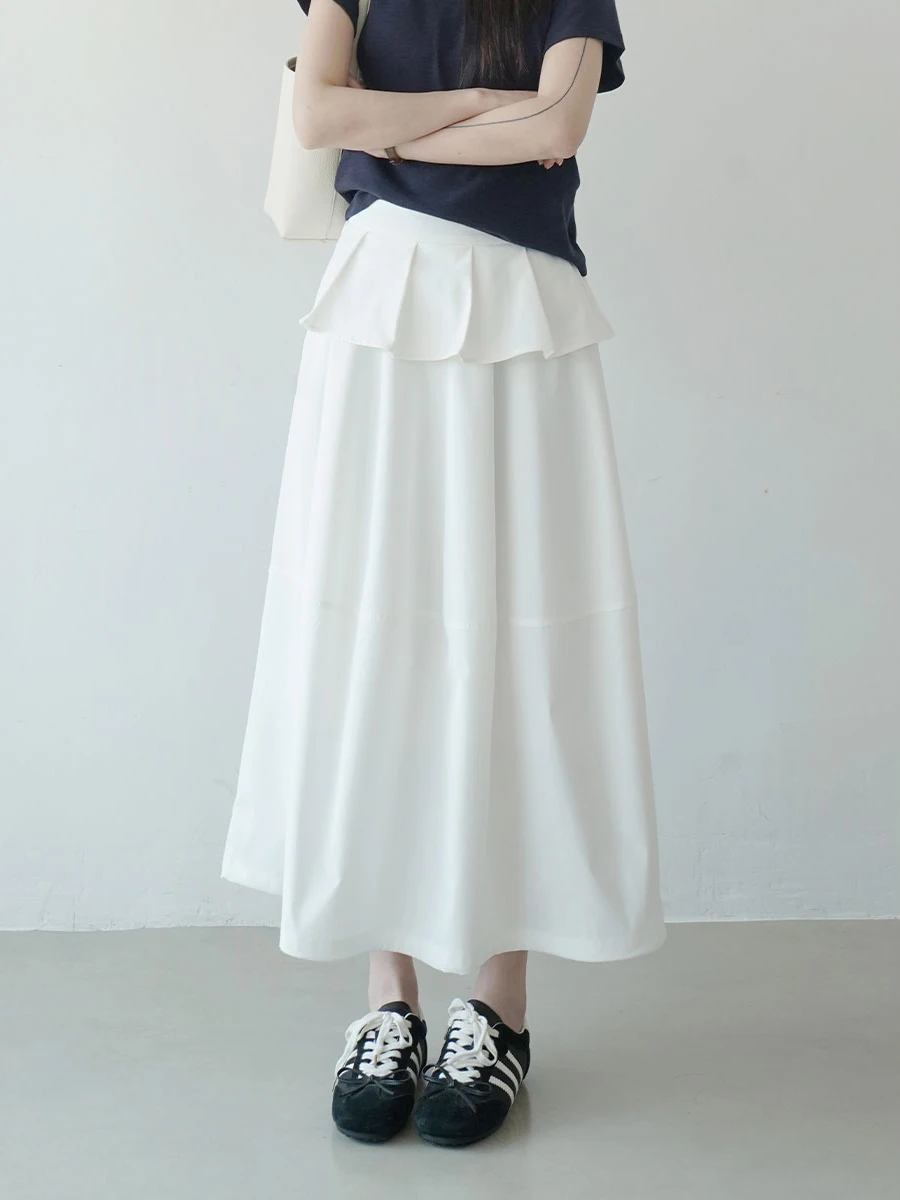 

Весенняя женская юбка А-силуэта с высокой талией, белая, стройнящая, макси, многослойная, модная