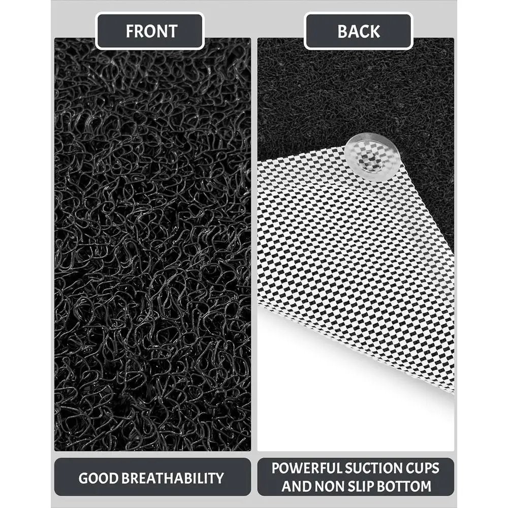 سجادة استحمام مضادة للانزلاق مقاس 17 × 30 بوصة مع أكواب شفط، ومنظف قدم الحمام، وتصميم سريع الجفاف لأرضيات الحمام المبللة (أسود) #3