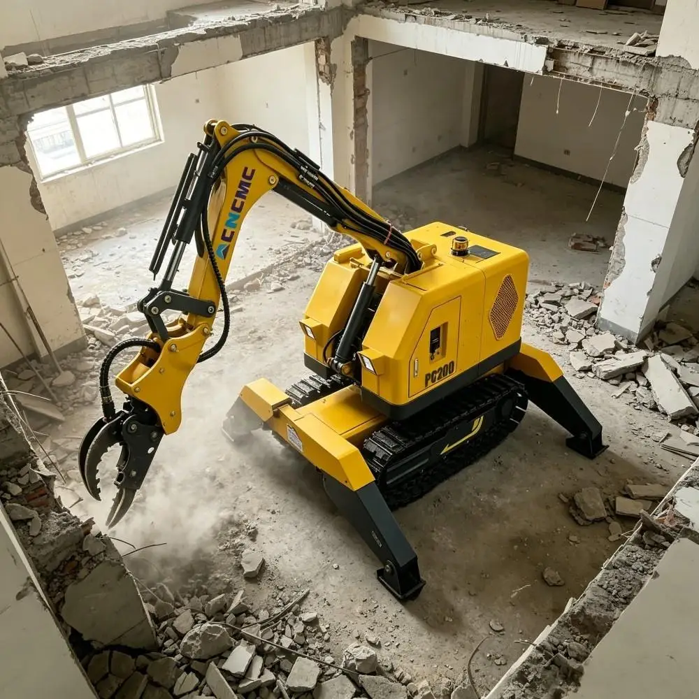 CNCMC OEM Supply PC200 Demolition Robot 2 Ton With Optional Hydraulic Shears For Cutting Steel Bars