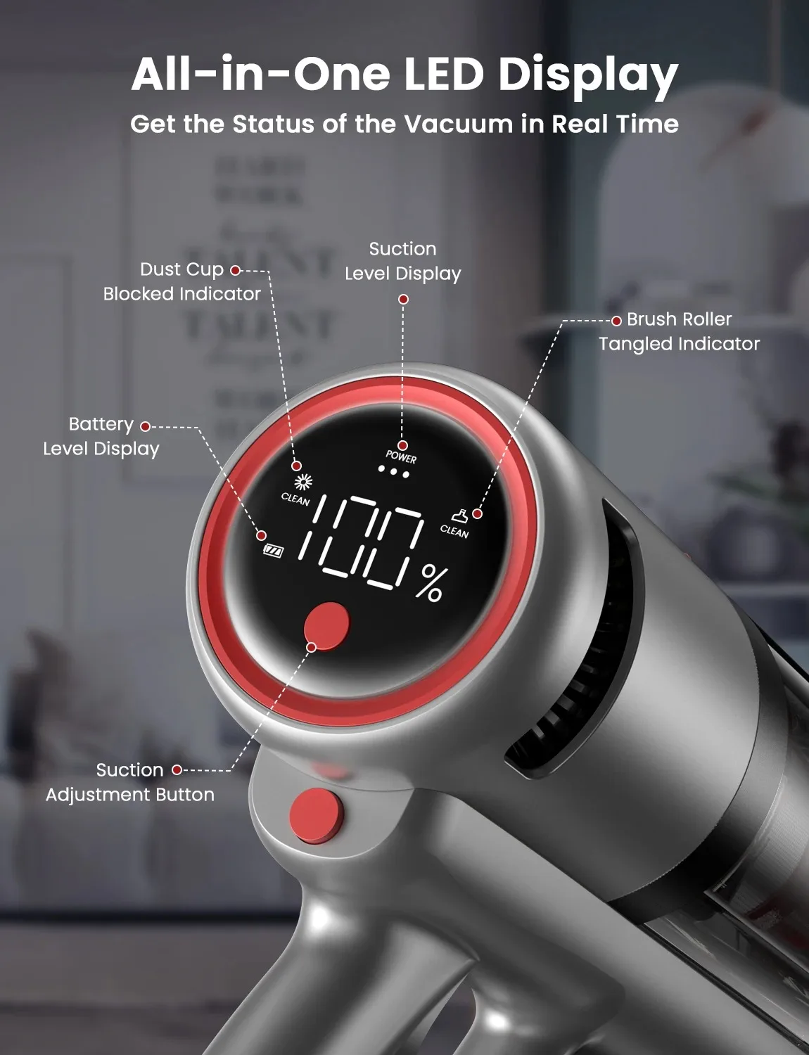 INSE V120 Cordless Vacuum Cleaner 30Kpa Suction for Effective Cleaning 60 minutes Long Runtime with LED Display Wireless Cleaner