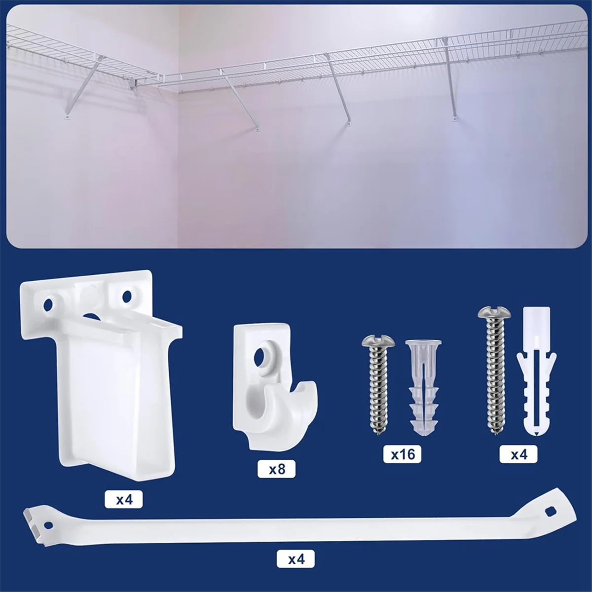 Popular_16 Pcs 12 Inch Wire Shelf Support Brackets Kit