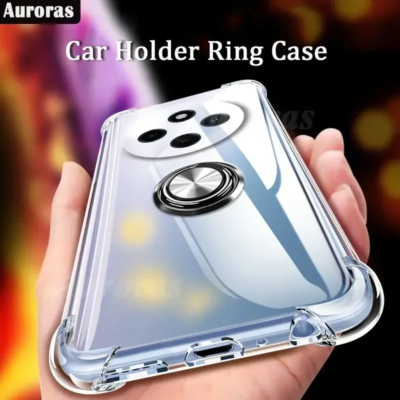 Auroras For Redmi 14C 13C 4G Case Adsorbable Ring Transparent Airbag Silicone Shell For Redmi A4 C14 C13 C 14 13 4G Cover Fundas