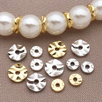 Mix 15pcs 18K copper plated real golden thick silvery white golden wave spacing beads, DIY jewelry making accessories