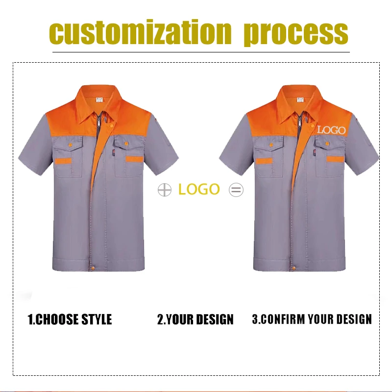 Custom Logo Short-sleeve Coveralls For Men And Women Thin Breathable Workshop Factory Tops Custom Labor Protection Clothing Diy