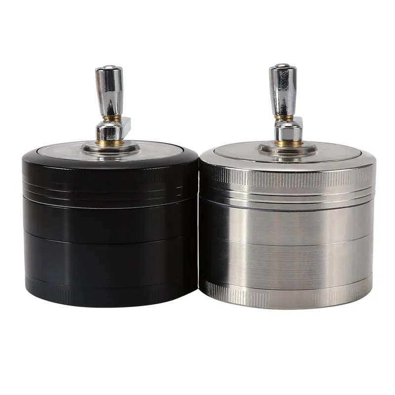  Hand Crank Tobacco Mill Grinder Zinc Alloy  Crusher 4Parts 60MM Pipe Smoking Grinder Herb For Cigarette Accessories