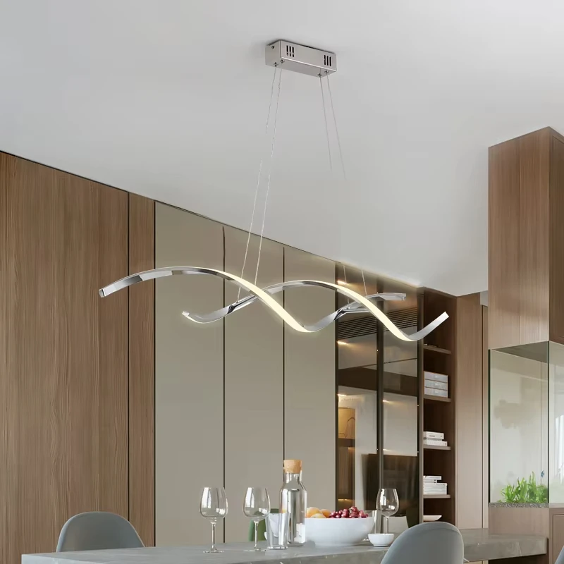 Modern Led Pendant Lights AC110-220V For Dining Kitchen Room Bar Home Decor Pendant Lamp Fixture Gold/Chrome Plated Length110cm