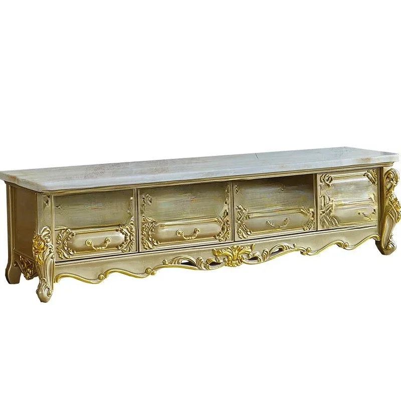 European style living room marble coffee table TV cabinet combination solid wood classical European and American luxury luxury