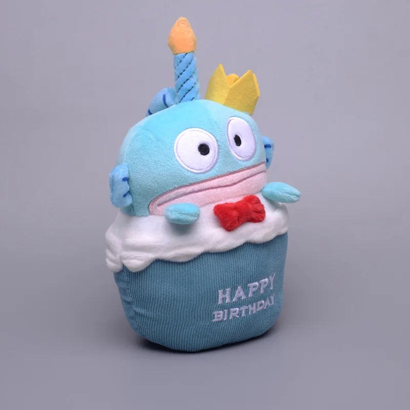 Japanese Cartoon Sanrio Handon Birthday Cake Modeling Plush Doll Ugly Fish Audible Birthday Song Candle Doll Birthday Gift Toy