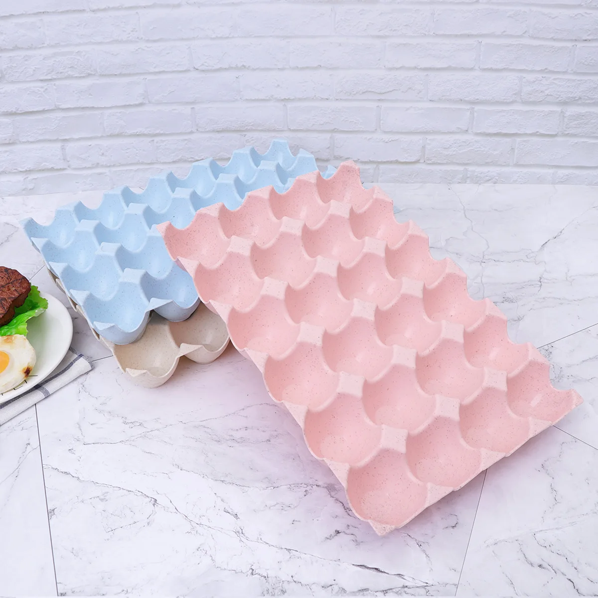 Caixa de armazenamento de ovos empilhável engrossado material de palha de trigo para organizador de geladeira cozinha ovo titular recipiente casa