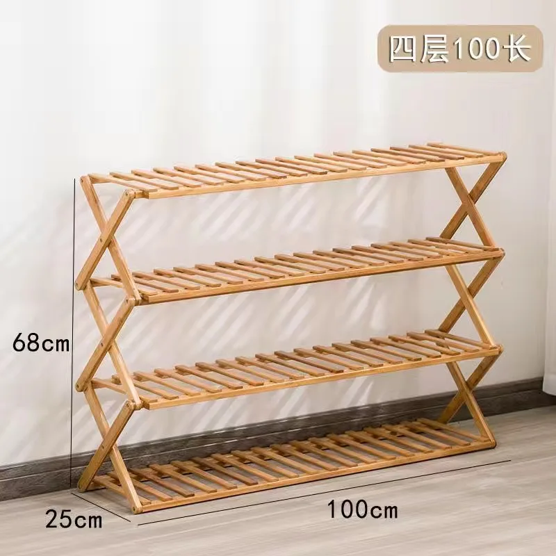 Bamboo Shoe Rack Multifunctional Free Standing Shoe Shelf Foldable Shoe Organizer Entryway for Hallway