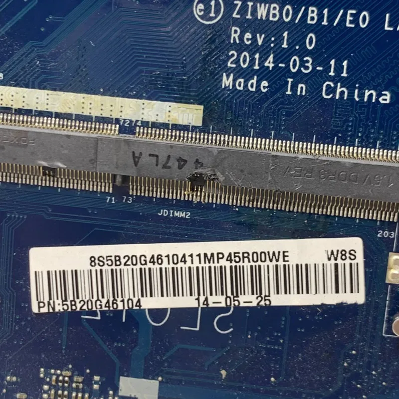 LA-B102P ZIWB0 B1/E0สำหรับ Lenovo B50-30 E50-30แล็ปท็อปเมนบอร์ด5B20G46104ที่มี SR1W4 N2830 CPU 100% ผ่านการทดสอบแล้วว่าทำงานได้ดี