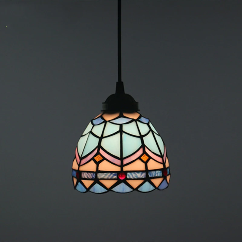 

Tiffany Stained Glass Pendant Lights Vintage Mediterranean Baroque Led Hanging Lamp Kitchen Lighting Fixtures Home Loft Decor