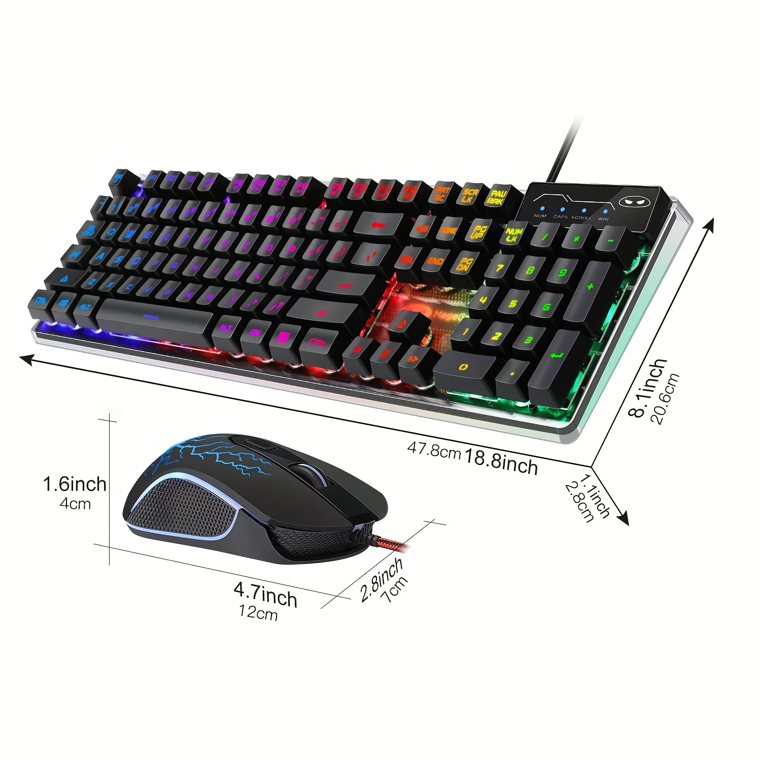 Imagem -02 - Combinação de Teclado e Mouse para Jogos Teclado Retroiluminado Arco-íris k1 Led com Teclado para Jogos de pc de Computador de 104 Teclas para pc Laptop