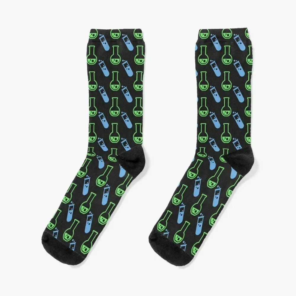 Flask and Vial Pattern (Green and Blue) Socks christmas gifts Non-slip compression Socks For Women Men's