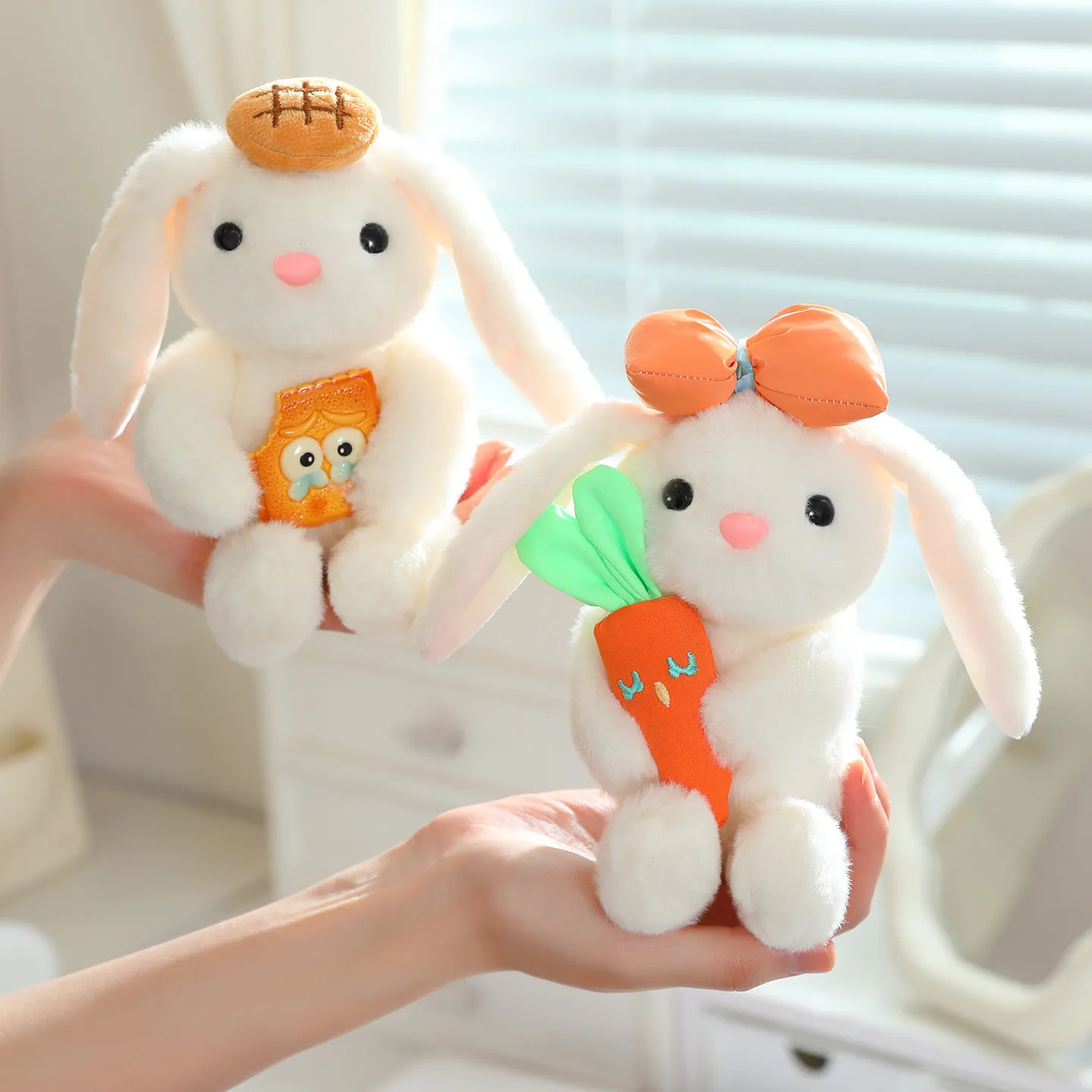 

Kawaii Dressed Rabbit Series Plush Toys Soft Cozy 17cm Cute Cartoon Bunny Pendnats Lovely Keychain Bags Decor Sweet Girls Gift
