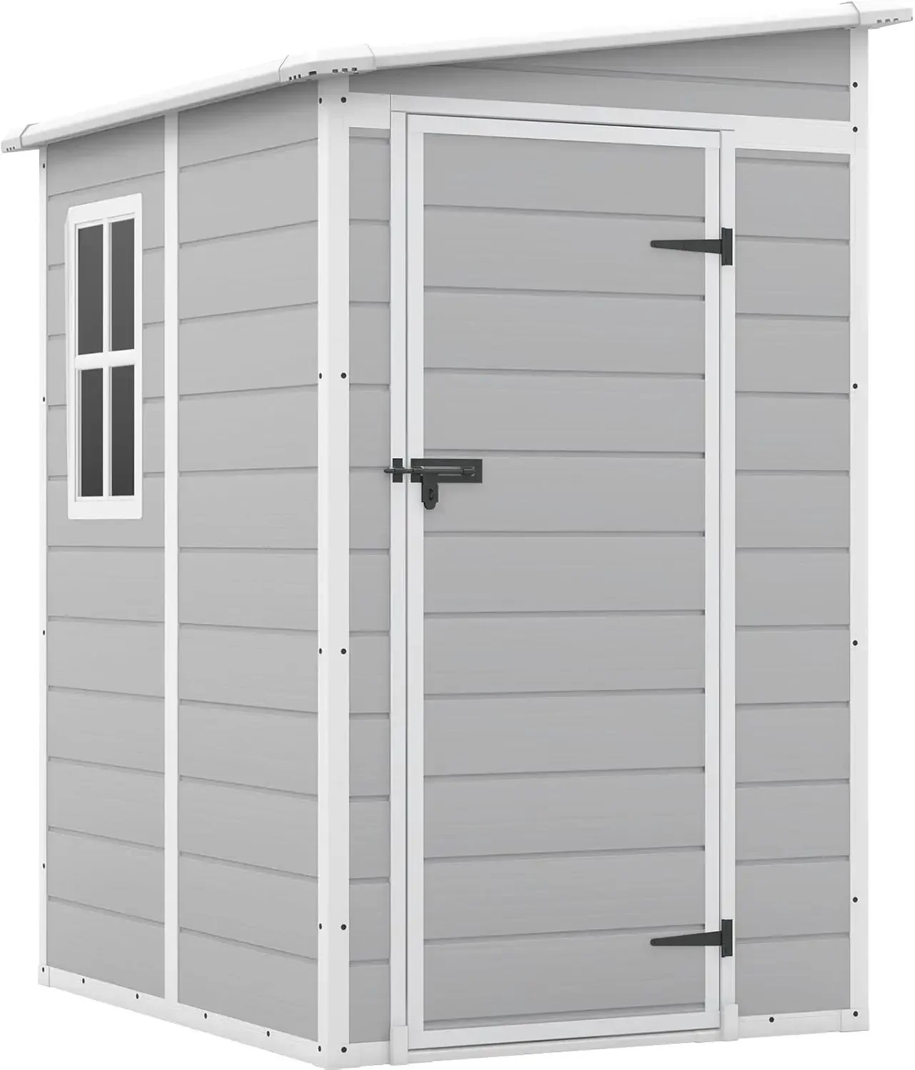 5x4 FT Outdoor Storage Shed, Resin Storage Shed with Floor & Lockable & Window Door for Patio Furniture,Garden Tools and Bicycle