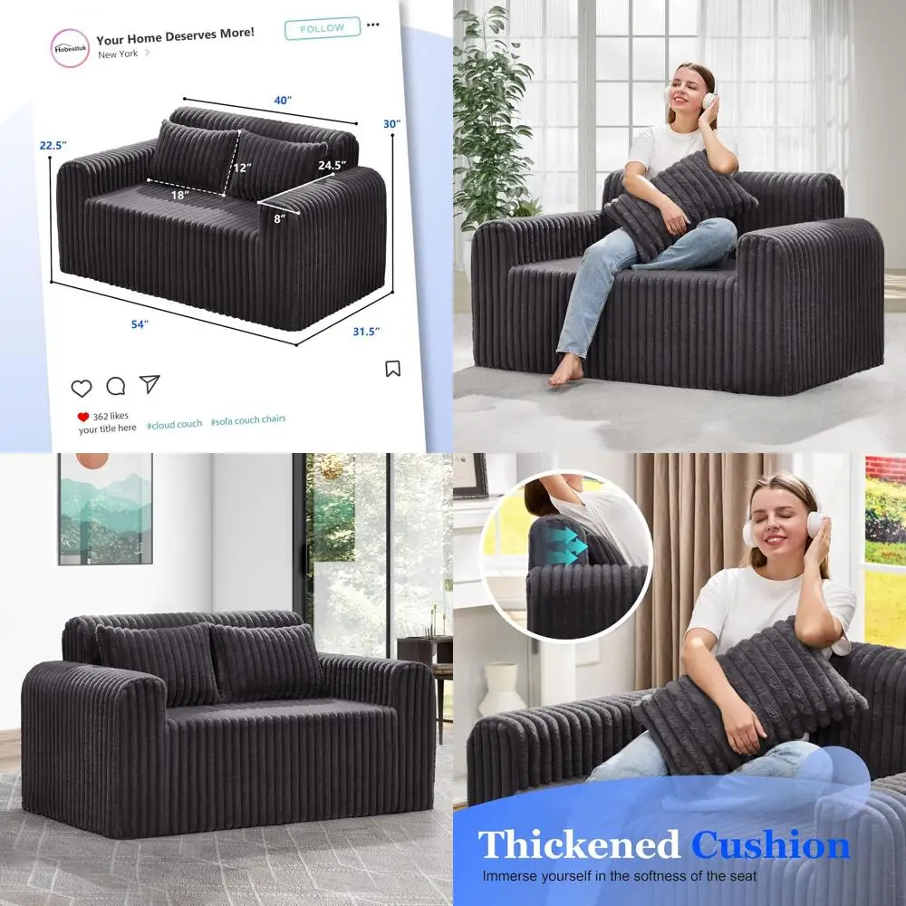 2-Seater Loveseat Sofa For Small Spaces With Removable Cove…