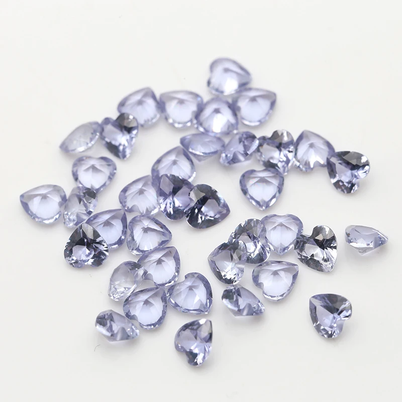 100PCS 4mm Heart Shape Synthetic Corundum #45 Blue Red Loose Gemstone For Jewelry Making