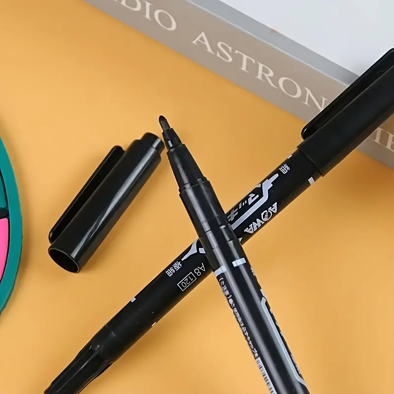 10 Stück schwarze Dual-Tip-Marker auf Ölbasis mit Outline-Stift mit feiner Spitze – lebendige Farben für Büro-, Schul-, Kunst- und Bastelbedarf – Detail 2