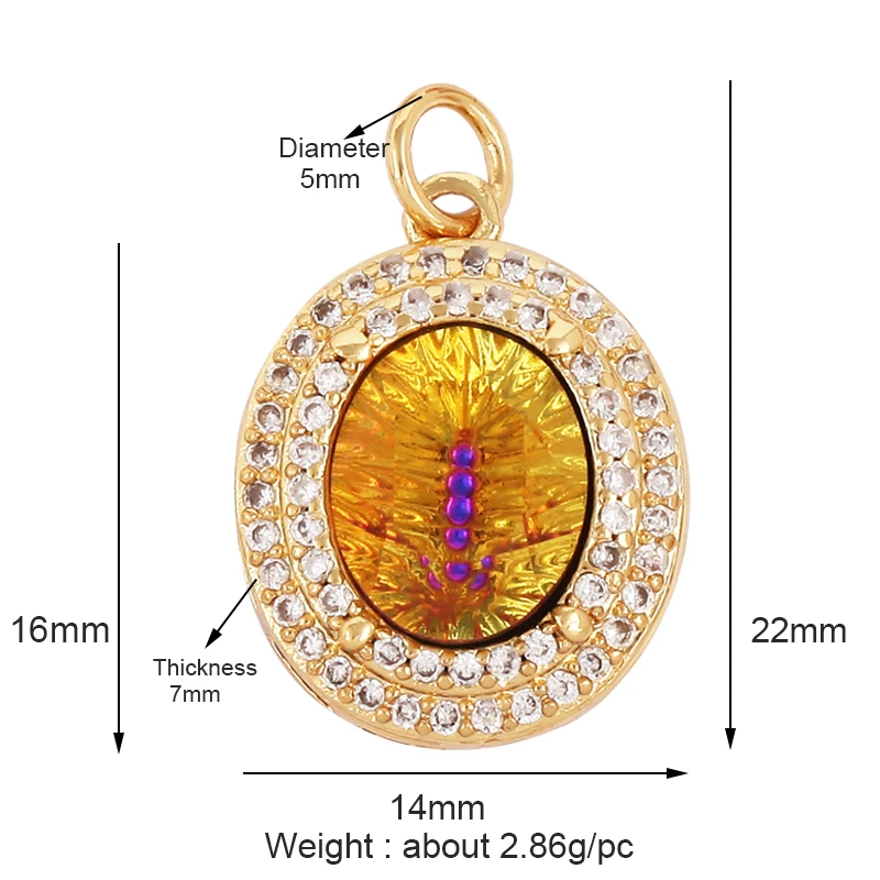 Snake Lizard Eyes Colourful Cubic Zircon Charm Pendant,Luxury Oval 18K Gold Plated Necklace for  Jewelry Accessories M98